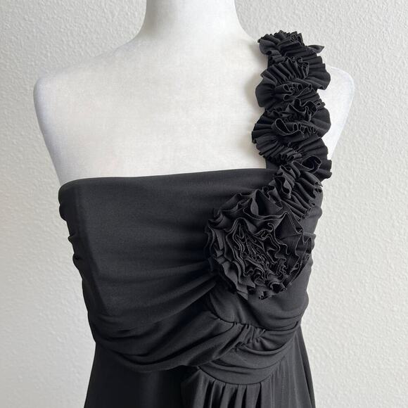 Enfocus Studio Cocktail Dress Women's 14 One Shoulder Black Draped Formal Party - Picture 2 of 7